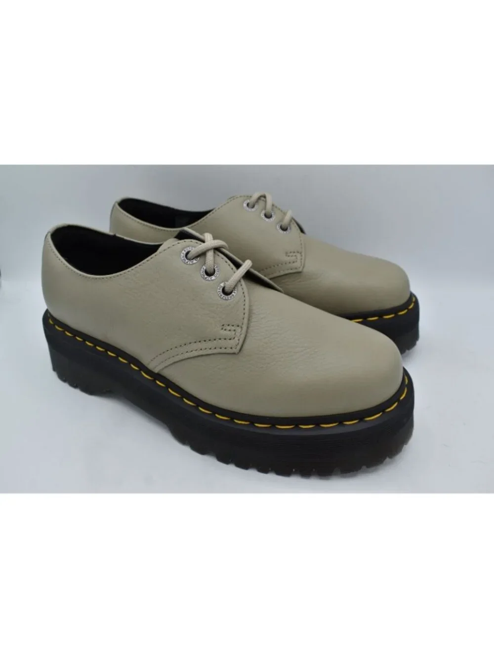 Dr Martens 1461 Womens Size 10 Quad II Platform‎ Stone Pisa Leather Derby Shoes